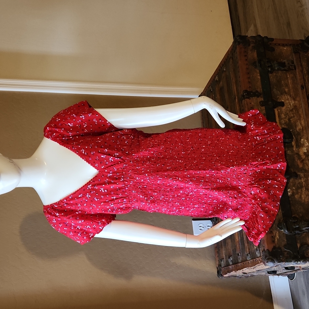 MWOT Nobo Red Shirred Dress with Ruffle (0618) 💥